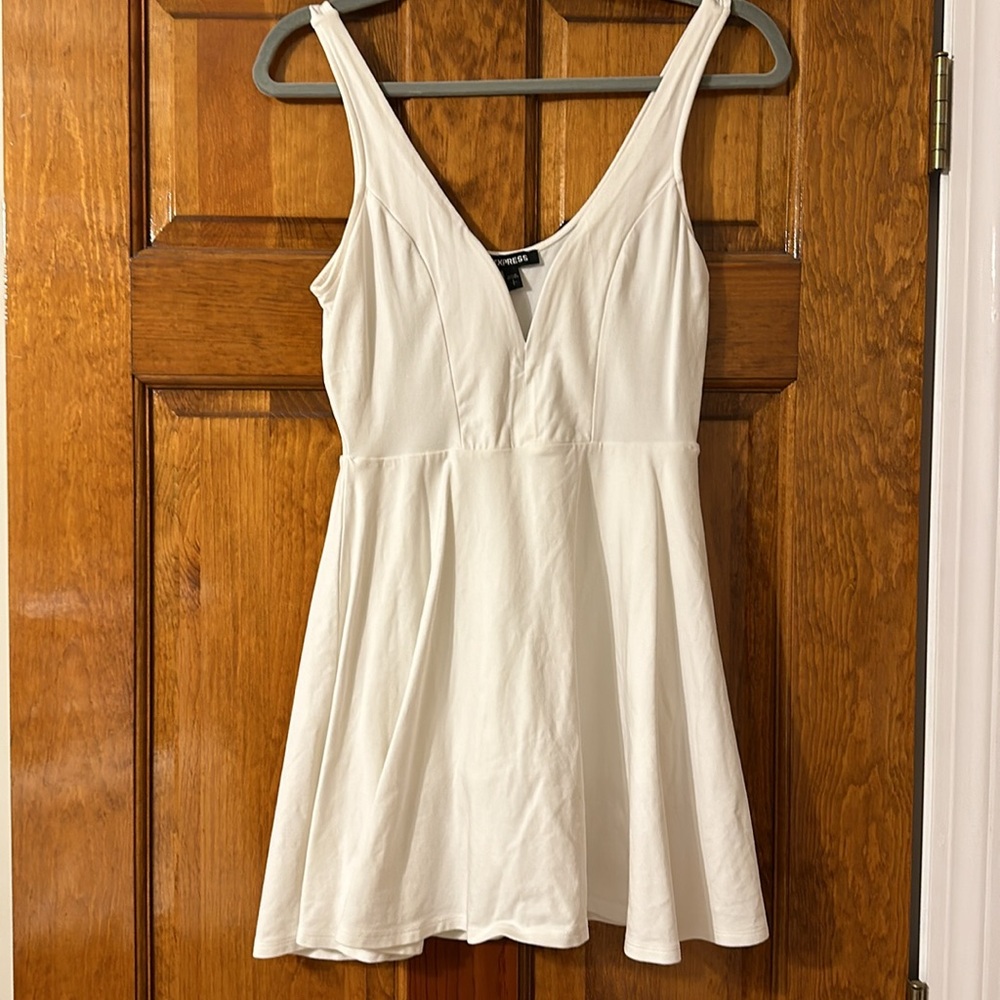 Express White Skater Dress w/ built in shorts - like new - size S